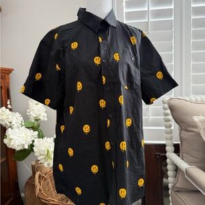 Eighty Eight Black Shirt with Yellow Smiley Print